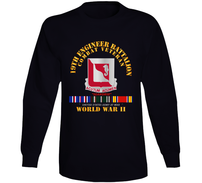 Army - 19th Engineer Battalion - WWII w EU SVC Long Sleeve