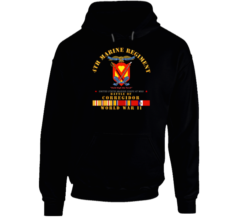 Usmc - 4th Marine Regiment - Battle Of Corregidor - Wwii W Pac Svc Hoodie