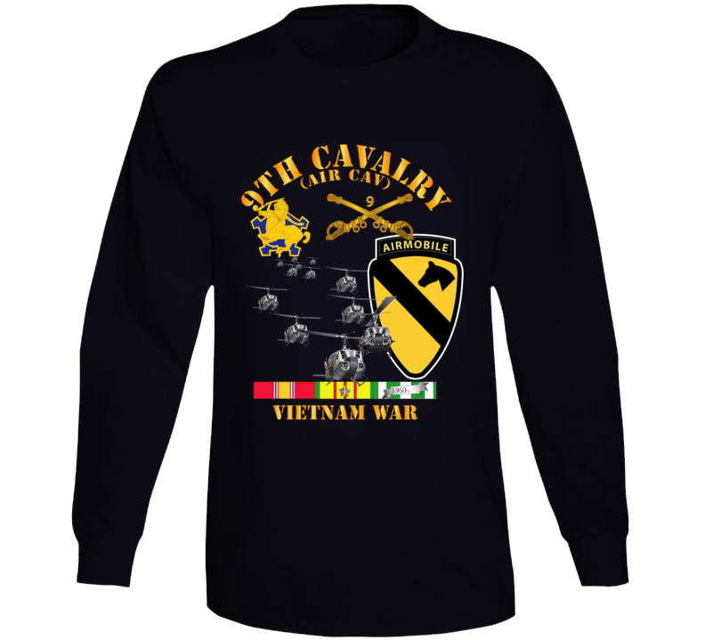 Army - 9th Cavalry (Air Cav) - 1st  Cav Division w SVC V1 Long Sleeve