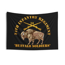 Load image into Gallery viewer, Indoor Wall Tapestries - Army - 24th Infantry Regiment - Buffalo Soldiers w 24th Inf Branch Insignia
