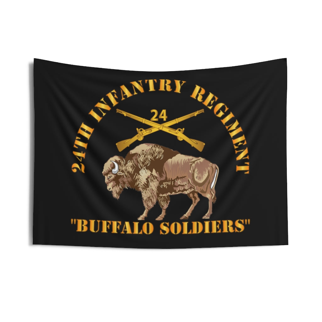 Indoor Wall Tapestries - Army - 24th Infantry Regiment - Buffalo Soldiers w 24th Inf Branch Insignia