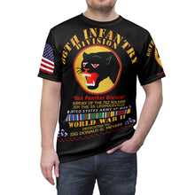 Load image into Gallery viewer, Unisex AOP Cut &amp; Sew Tee - 66th Infantry Div - Black Panther Div - WWII w SS Leopoldville w EU SVC - SSG Donald G Meyers
