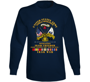 Army - US Army Against Axis of Evil - w Iraq SVC Ribbons - OIF Long Sleeve