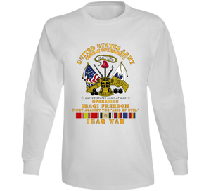 Army - US Army Against Axis of Evil - w Iraq SVC Ribbons - OIF V1 Long Sleeve