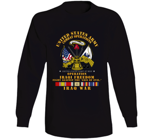 Army - US Army Against Axis of Evil - w Iraq SVC Ribbons - OIF Long Sleeve