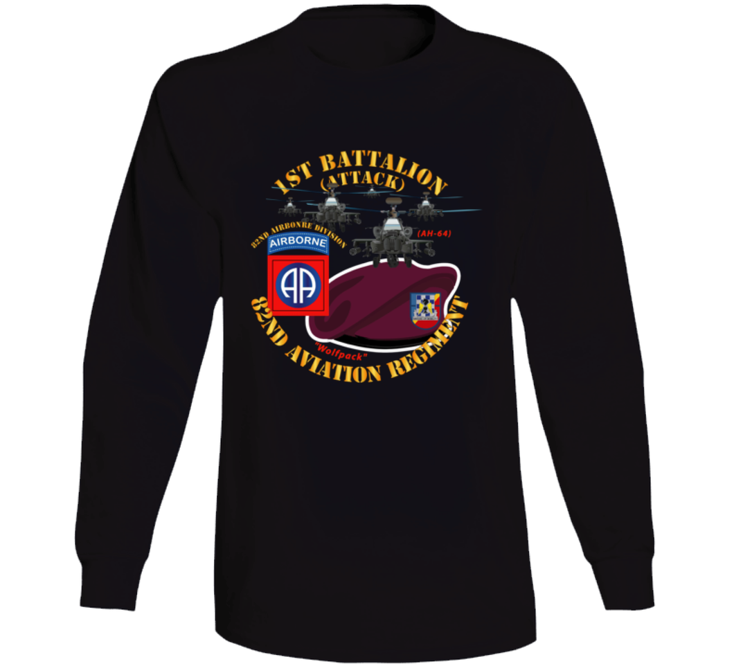 Army - 1st Bn 82nd Avn Regiment - Maroon Beret w Atk Helicopters (1) Long Sleeve