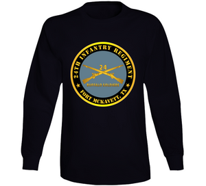 Army - 24th Infantry Regiment - Fort Mckavett, Tx - Buffalo Soldiers W Inf Branch Long Sleeve