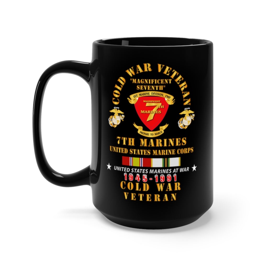 Black Mug 15oz - USMC - Cold War Vet - 7th Marines w COLD SVC X 300