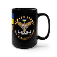 Load image into Gallery viewer, Black Coffee Mug 15oz - Ukraine - 81st Airmobile Brigade - Born to Win - Ukrainian Air Assault Forces - Always First
