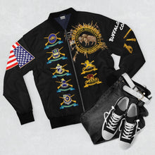 Load image into Gallery viewer, Men&#39;s AOP Bomber Jacket - Army - Cavalry and Infantry Regiments of the Buffalo Soldiers - American History
