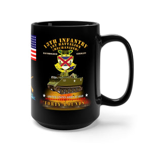 Black Mug 15oz - Cold War Vet - 1st Battalion, 13th Infantry Regiment - Baumholder, Germany - M113 APC - First In Vicksburg Forty Rounds