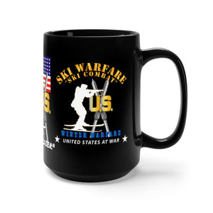 Black Mug 15oz - Amy, Navy, Marines, Air Force, National Guard, USCG, Ski Warfare - Ski Combat - Winter Warfare - Winter Soldier