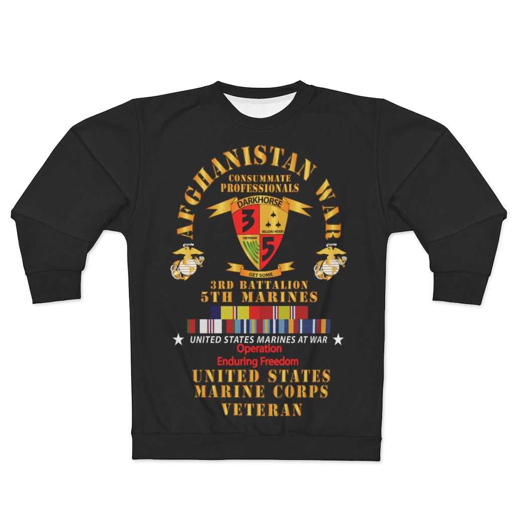 AOP Unisex Sweatshirt - USMC - Afghanistan War Veteran - 3rd Bn, 5th Marines - OEF w CAR AFGHAN SVC
