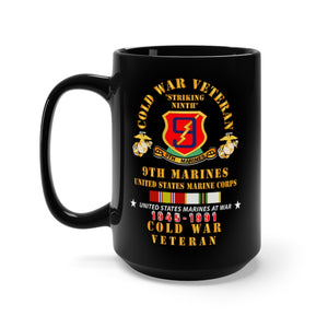 Black Mug 15oz - USMC - Cold War Vet - 9th Marines w COLD SVC X 300