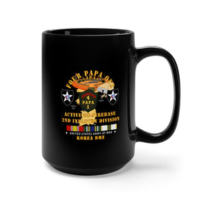 Black Mug 15oz - Army - 4P1 - Active Firebase - 2nd ID w KOREA Svc