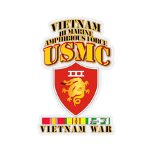 Load image into Gallery viewer, Kiss-Cut Stickers - USMC -  III MAF - VIetnam War  w 1 row VN SVC Ribbons
