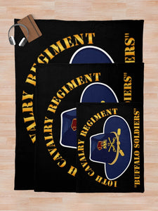 Army - 10th Cavalry Regiment w Cav Hat - Buffalo Soldiers Throw Blanket