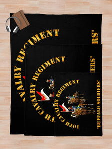 Army - 10th Cavalry Regiment w Cavalrymen - Buffalo Soldiers Throw Blanket