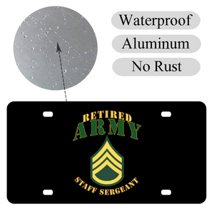 [Made in USA] Custom Aluminum Automotive License Plate 12" x 6" - Army - ARMY -  SSG - Retired