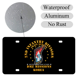 [Made in USA] Custom Aluminum Automotive License Plate 12" x 6" - Army - 2nd Infantry Division - ImJin Scout -DMZ Missions