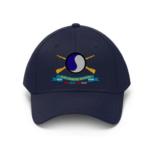 Twill Hat - Army - 29th Infantry Division - Shoulder Patch - The Blue and Gray w Br - Ribbon - Hat - Direct to Garment (DTG) - Printed