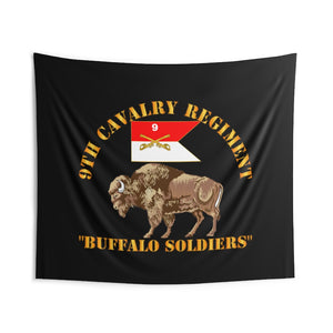 Indoor Wall Tapestries - Army - 9th Cavalry Regiment - Buffalo Soldiers w 9th Cav Guidon