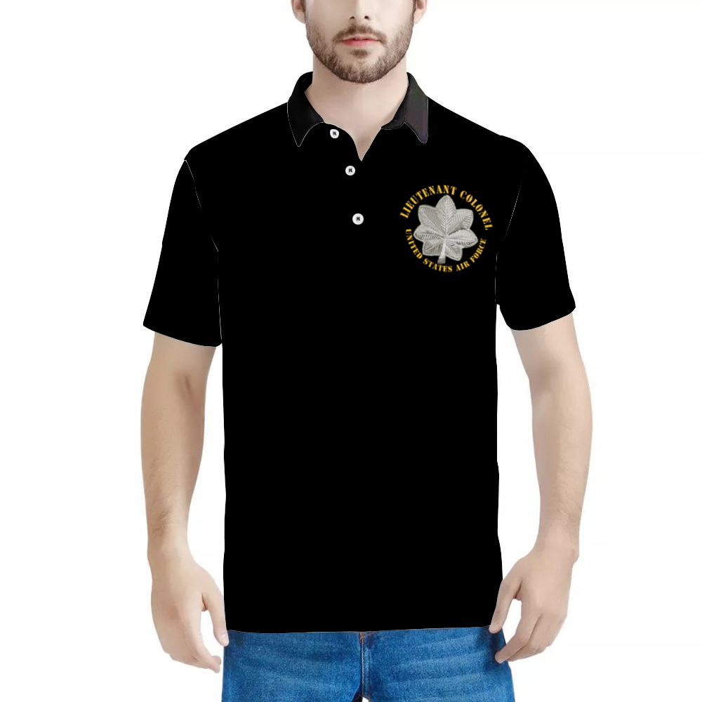 Custom Shirts All Over Print POLO Neck Shirts - USAF - Lieutenant Colonel - LTC X 300