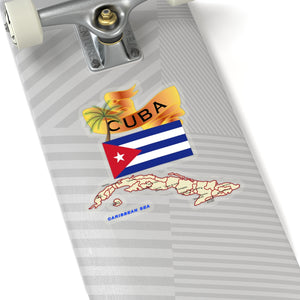 Kiss-Cut Stickers - Cuba - Cuba with Palm and Map X 300