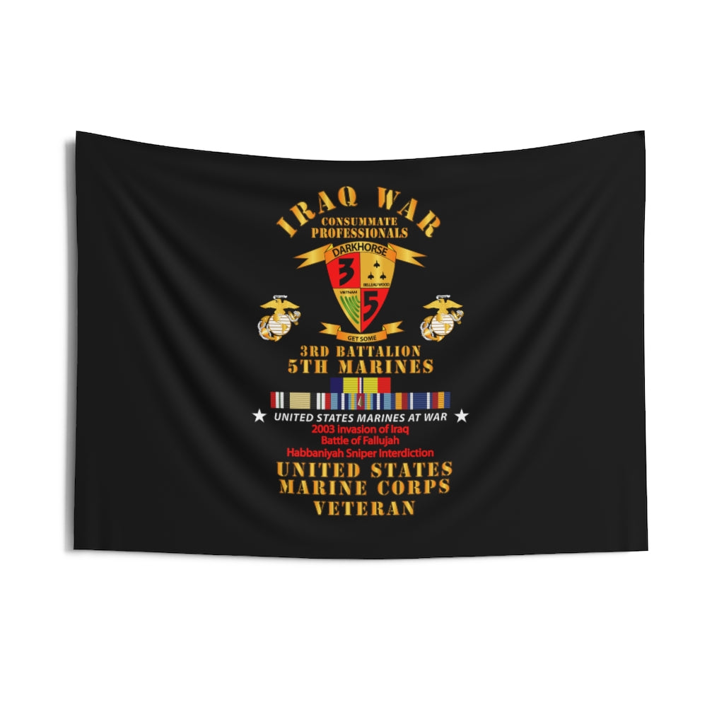 Indoor Wall Tapestries - USMC - Iraq War Veteran - 3rd Bn, 5th Marines w CAR IRAQ SVC