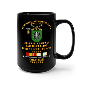 Black Mug 15oz - Army - ODA 235 - C Co, 2nd Bn 10th SFG w COLD SVC