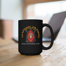 Load image into Gallery viewer, Black mug 15oz - USMC - 1st Bn, 8th Marines - The Cutting Edge - Marines at War X 300
