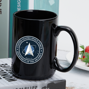 Ceramic Coffee Mug Black Mug 15 Oz - United States Space Force (USSF)