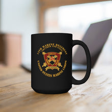 Load image into Gallery viewer, Black Mug 15oz - USMC - 12th Marine Regiment - Thunder and Steel
