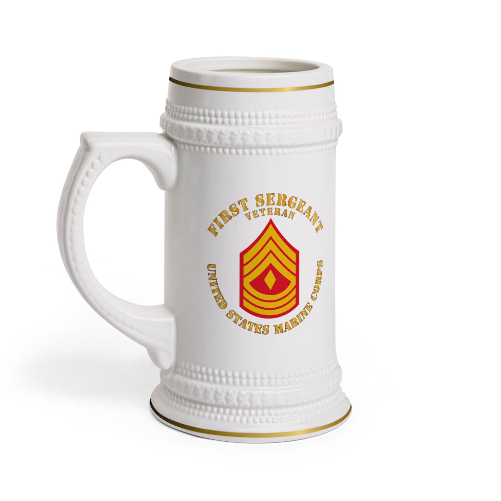 Beer Stein Mug - USMC - First Sergeant - Veteran X 300