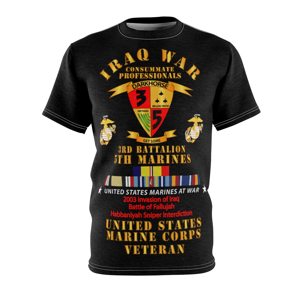 Unisex AOP Cut & Sew Tee - USMC - Iraq War Veteran - 3rd Bn, 5th Marines w CAR IRAQ SVC