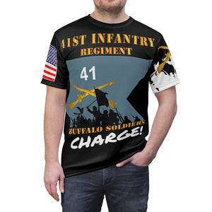 All Over Printing - Army - 41st Infantry Regiment on Guidon with Bayonet Charge - Buffalo Soldiers