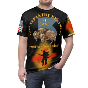All Over Printing - Army - 41st Infantry Regiment Buffalo Soldiers with Regimental Colors, Civil War Soldier Fighting