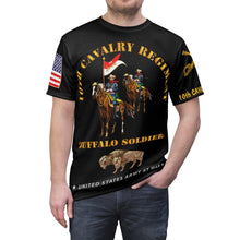 Load image into Gallery viewer, All Over Printing - Army - 10th Cavalry Regiment with Cavalrymen and Guidon, Buffalo Soldiers
