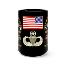 Load image into Gallery viewer, Black Mug 15oz - Army - 101st Airborne Division, &quot;Screaming Eagles&quot; Vietnam Veteran with Jumpmaster Wings - SFC Marcos Valdezate
