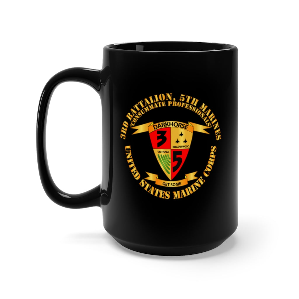 Black Mug 15oz - USMC - 3rd Battalion, 5th Marines - Dark Horse
