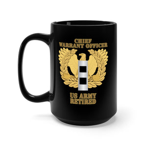 Black Mug 15oz - Army - Emblem - Warrant Officer - CW2 - Retired