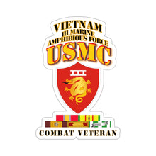 Load image into Gallery viewer, Kiss-Cut Stickers - USMC -  III MAF - Combat Vet  w VN SVC Medals
