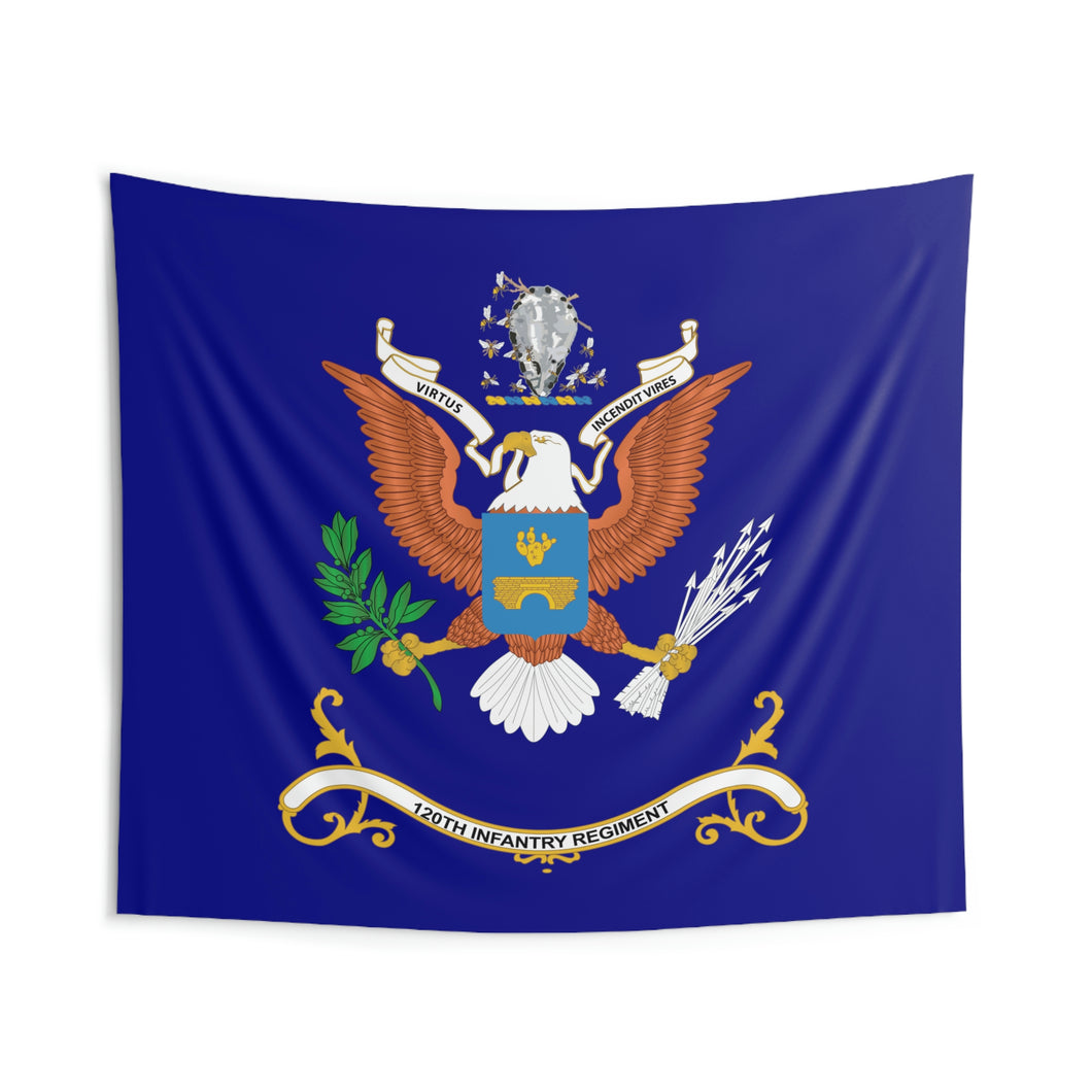 Indoor Wall Tapestries - 120th Infantry Regiment - VIRTUS INCENDIT VIRES - Regimental Colors Tapestry