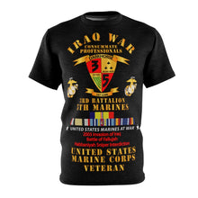 Load image into Gallery viewer, Unisex AOP Cut &amp; Sew Tee - USMC - Iraq War Veteran - 3rd Bn, 5th Marines w CAR IRAQ SVC
