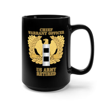 Load image into Gallery viewer, Black Mug 15oz - Army - Emblem - Warrant Officer - CW2 - Retired
