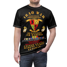 Load image into Gallery viewer, Unisex AOP Cut &amp; Sew Tee - USMC - Iraq War Veteran - 3rd Bn, 5th Marines w CAR IRAQ SVC
