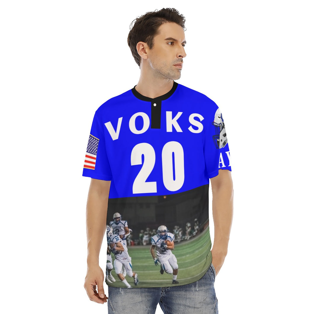 All-Over Print Men's Football Jersey With Button Closure - Lanier VOKS JAY #20 - V2