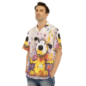 Painted Tree - Teddy Puppy - All-Over Print Men's Hawaiian Shirt With Button Closure