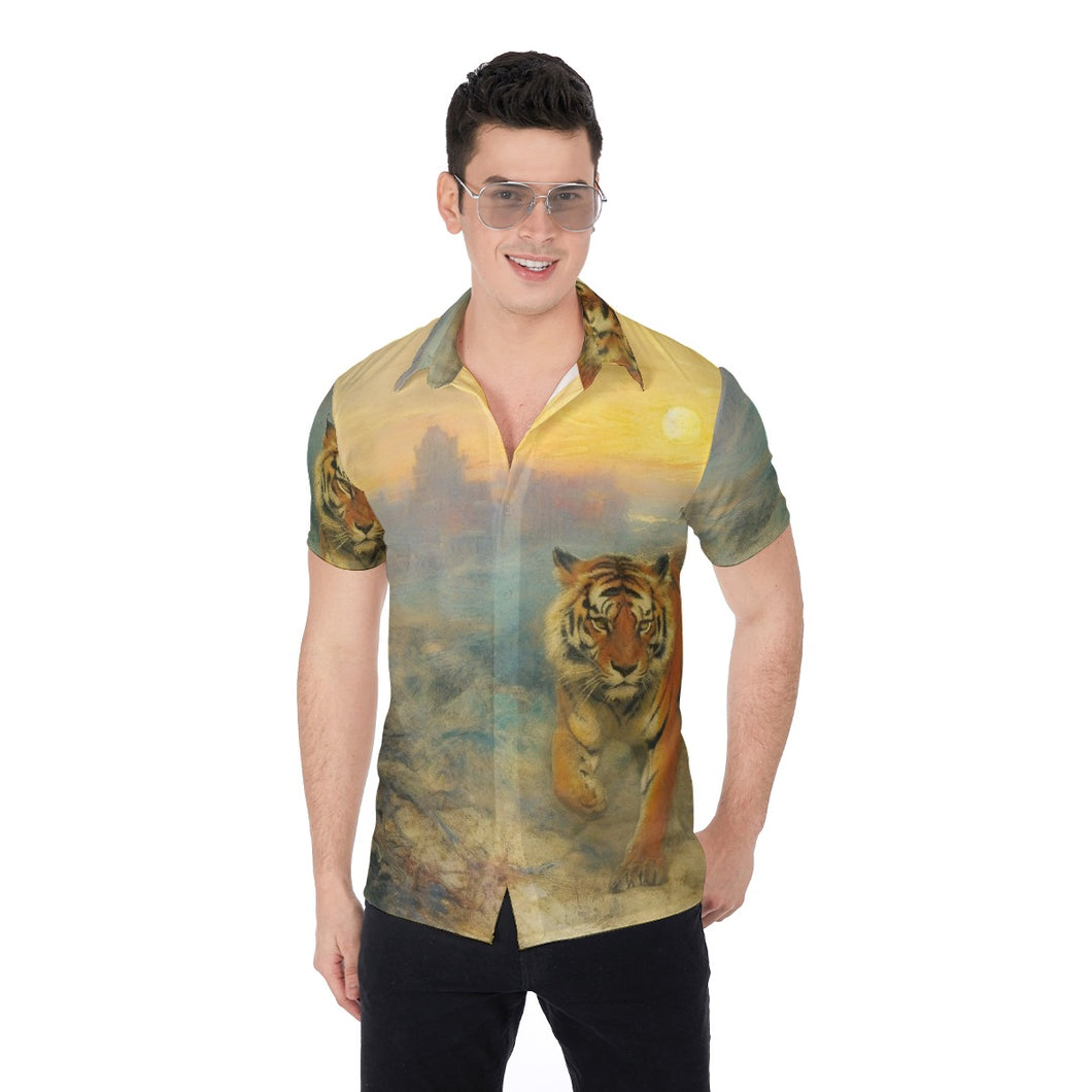 Painted Tree - Tiger in the Mist - All-Over Print Men's Shirt