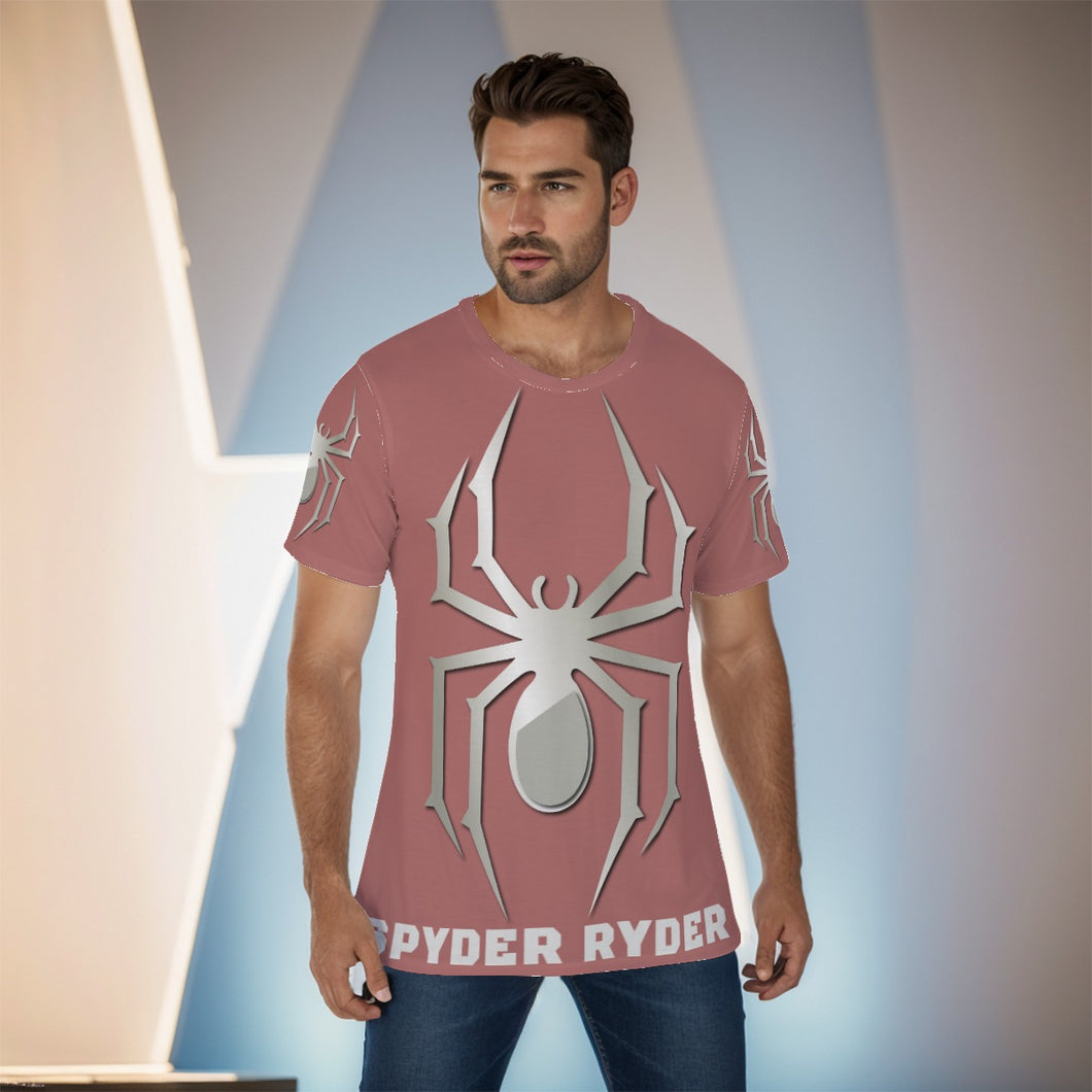 All-Over Print Men's O-Neck T-Shirt - Spyder Ryder - Three Wheel Motion - Marsala Red